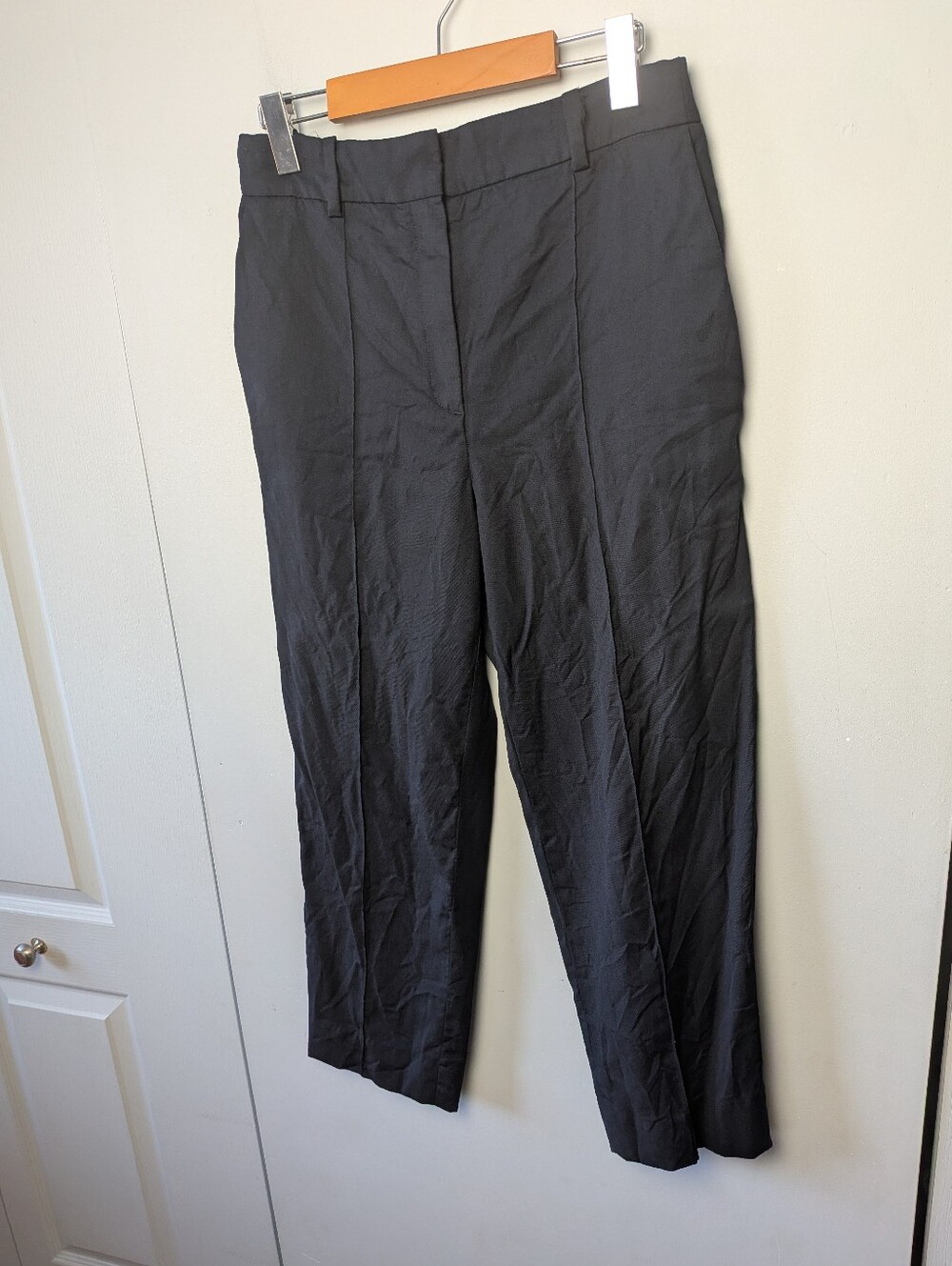 COS Women Crop Trouser Pants Navy Blue 100% Wool Size 6 Classic Wear Quality !